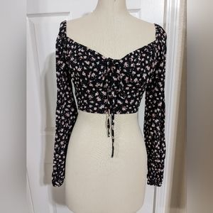Floral Cropped Fancy Shein Top S NEW